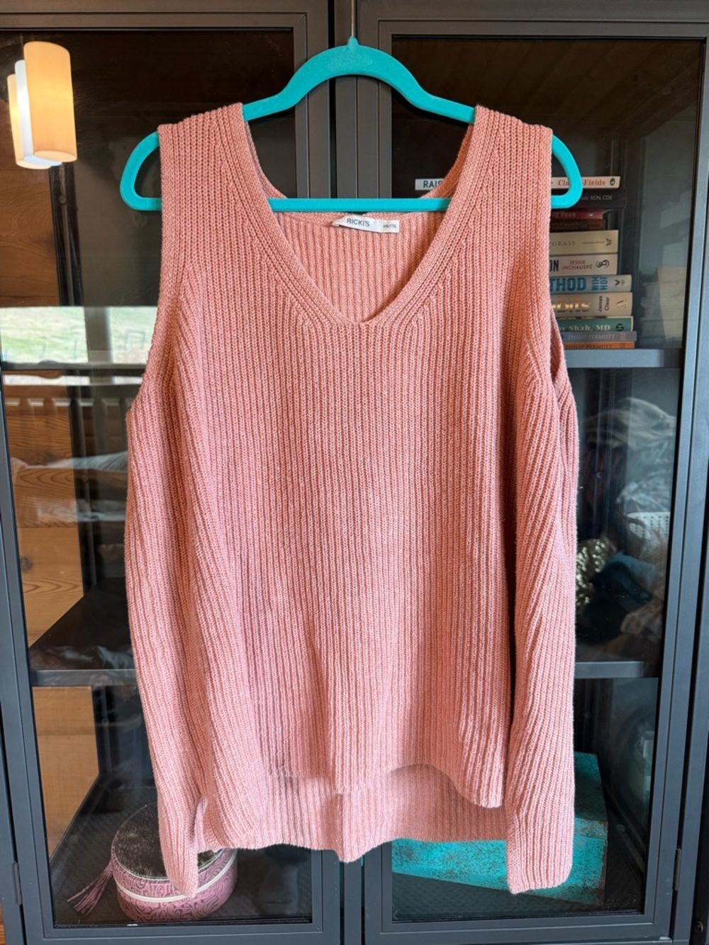 Ricki's Dusty Pink V-Neck Cold-Shoulder Sweater